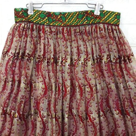 Bollywood Wrap Skirt Sz-S Lined Boho Hippy Festival Ethnic Purple Green Metallic - Picture 4 of 12